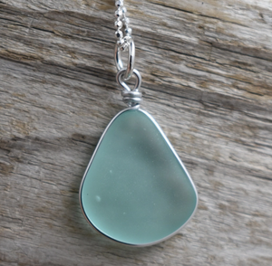 Seafoam Eco Glass Solo Pendant Necklace