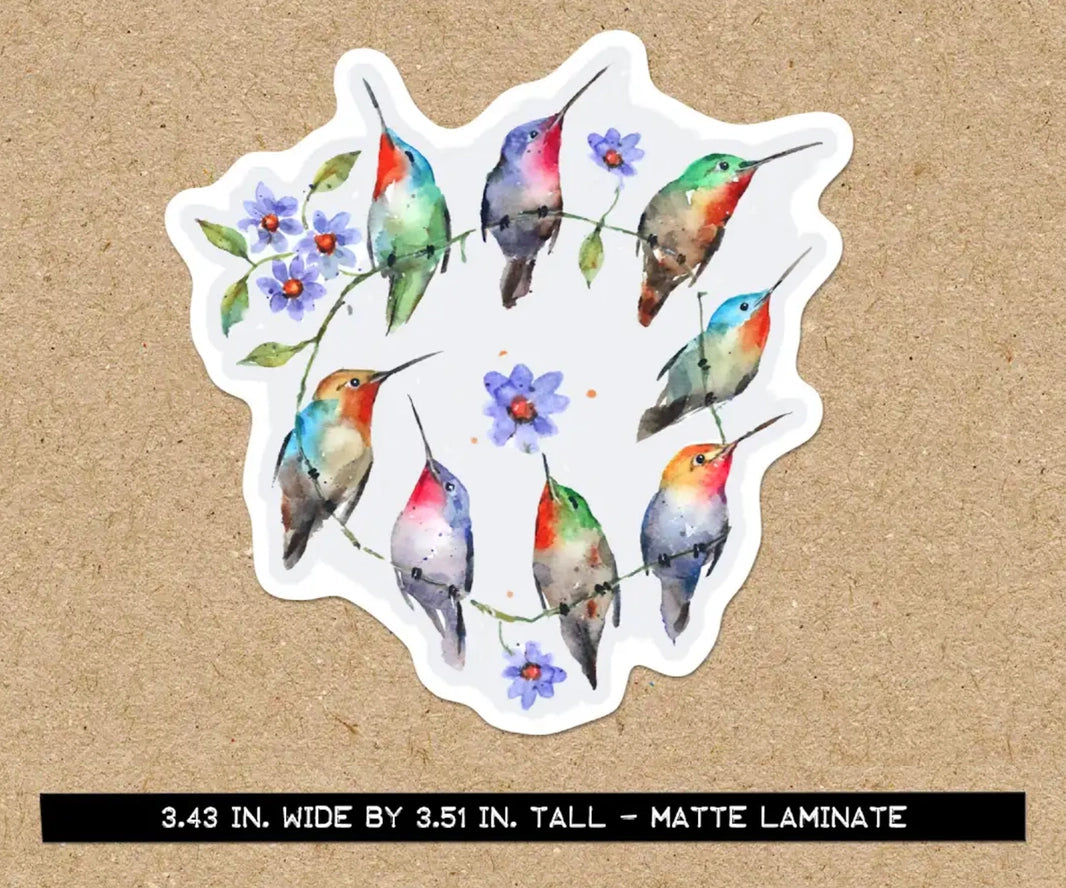 Circle of Hummers Watercolor Sticker
