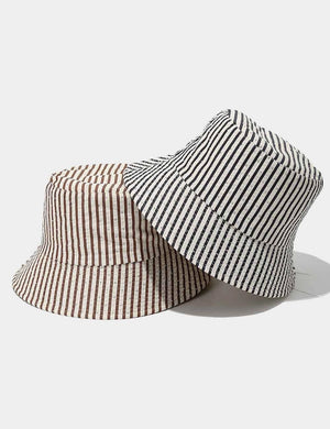 Striped Rhinestone Bucket Hat