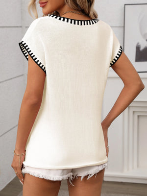 Black & White Knit Sleeveless Top