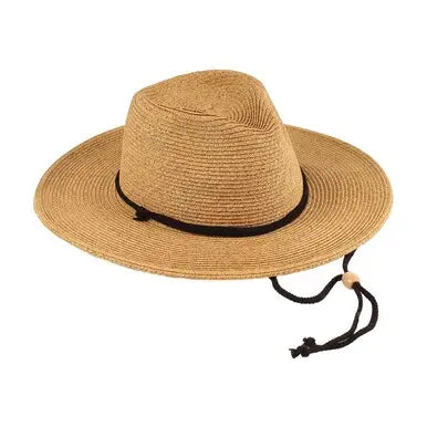 Tan Tweed Hat with Paper Braid