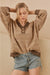 Taupe Stripe V-Neck Sweater