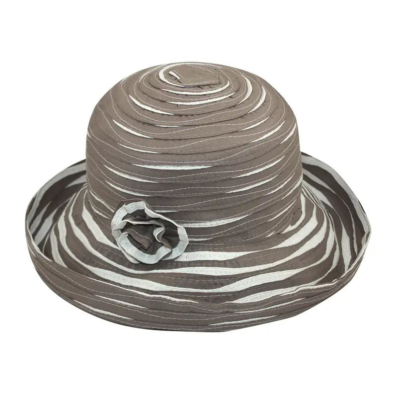 Taupe Striped Hat