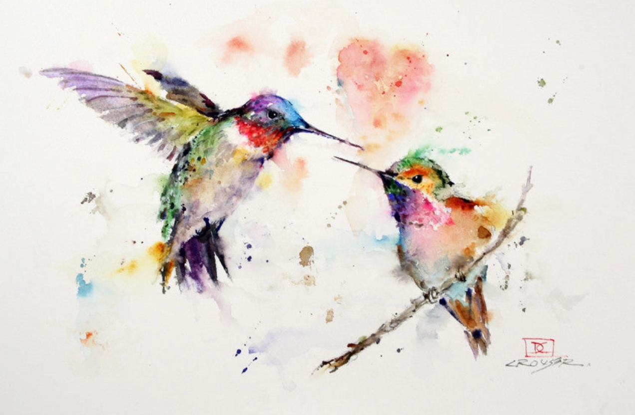 The Hummingbird Lovebirds Watercolor Cards