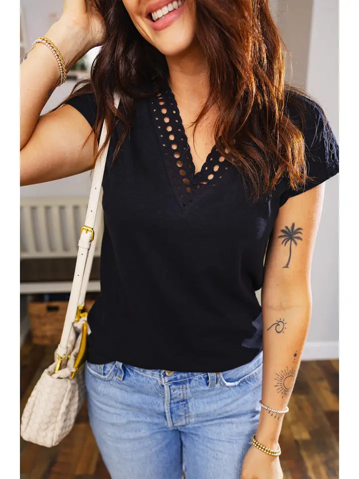 Black Embroidered Blouse