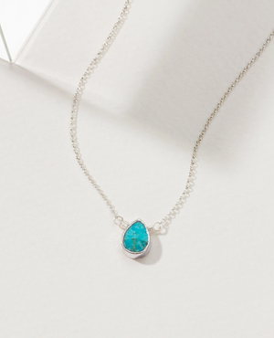Turquoise Teardrop Necklace Silver