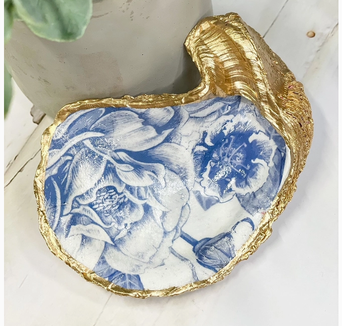 Hand Painted Oyster Shell Trinket Dishes