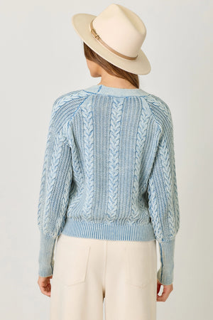 Washed Blue Cardigan Sweater