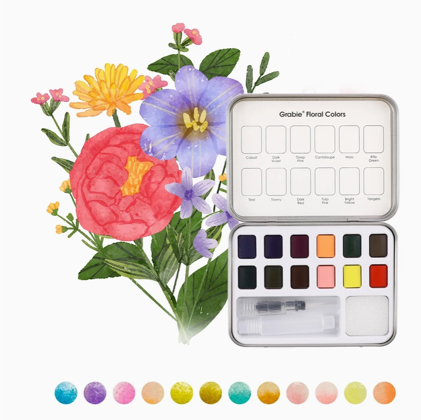 Watercolor Pocket Paint Set 12 Paints with brush & paper