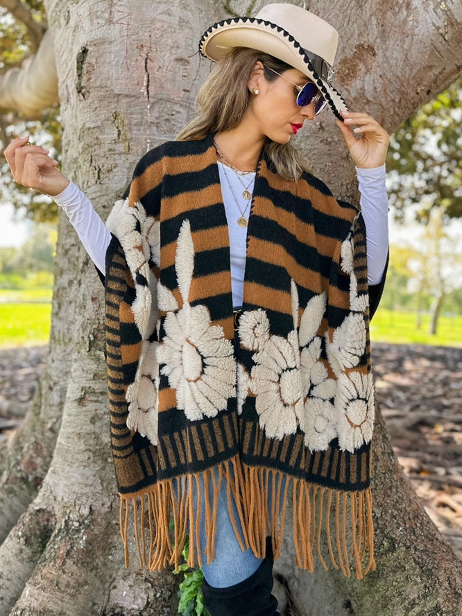 Brown Western Ruana Cardigan
