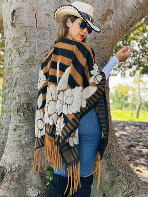 Brown Western Ruana Cardigan