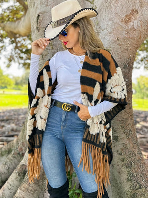 Brown Western Ruana Cardigan