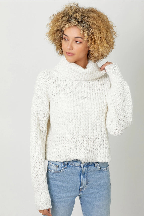 Ivory Cropped Turtleneck Sweater