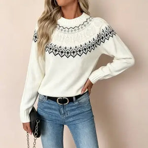 Fair Isle White Knit Sweater