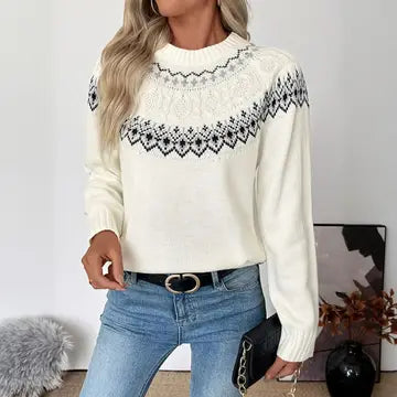 Fair Isle White Knit Sweater