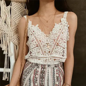 White Crochet Tank Top