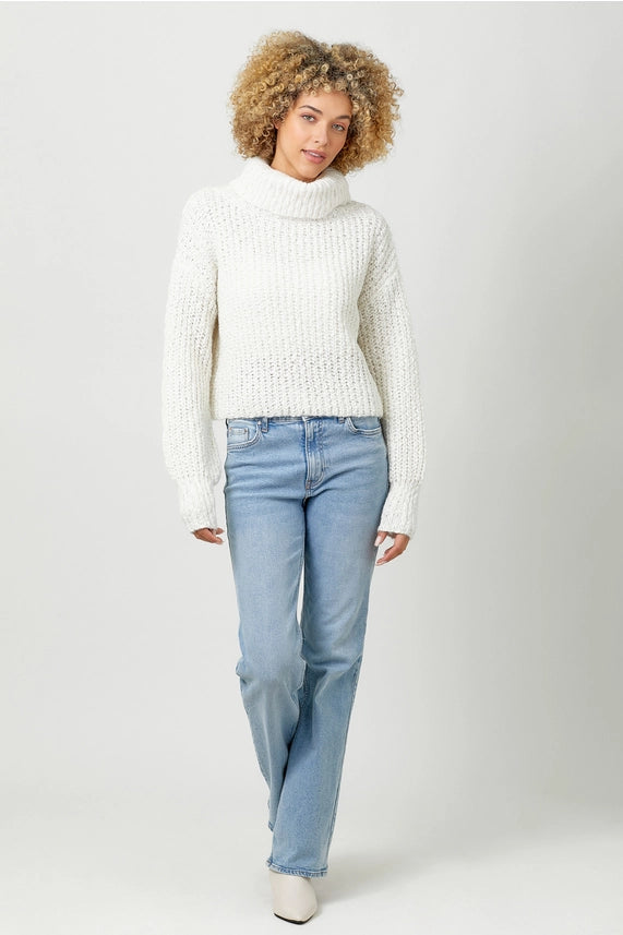 Ivory Cropped Turtleneck Sweater