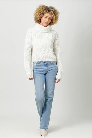 Ivory Cropped Turtleneck Sweater