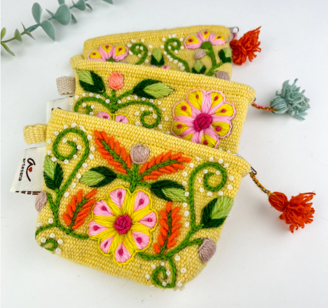 Hand-Embroidered Small Pouches
