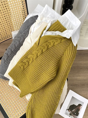Faux Two-Piece Collared Sweater