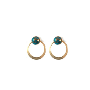 Gold Turquoise Circle Earrings