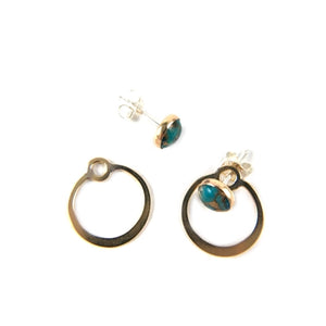Gold Turquoise Circle Earrings