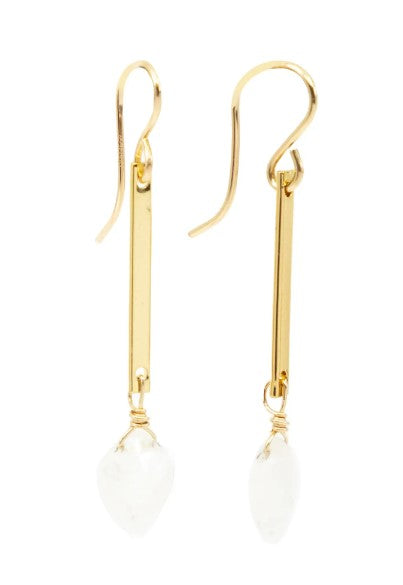 Moonstone Bar Drop Earrings