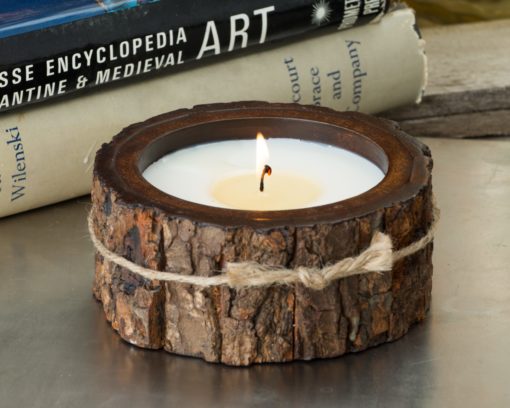 Small Round Tree Bark Candles