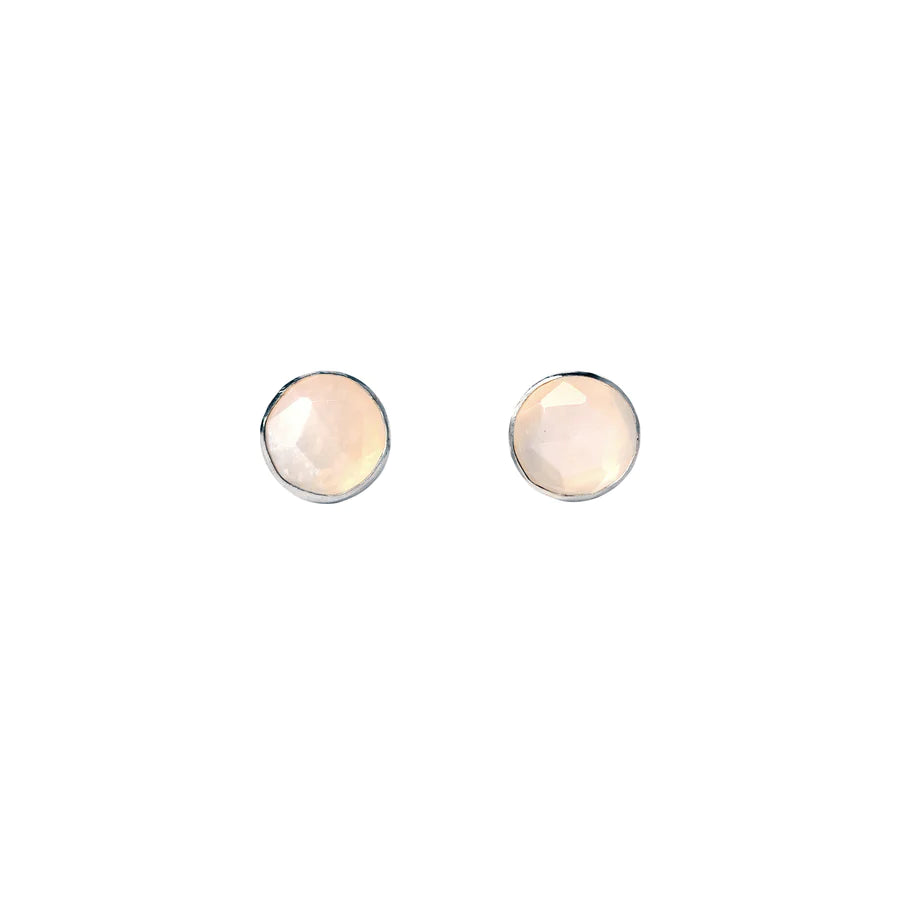 Faceted Rainbow Moonstone Stud Earrings